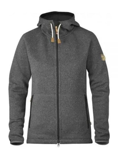 Women's Ovik Fleece Zip-Up Hoodie Dark Grey - FJALL RAVEN - BALAAN 2