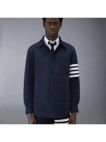 4 Bar Poly Twill Down Shirt Jacket Navy - THOM BROWNE - BALAAN 2