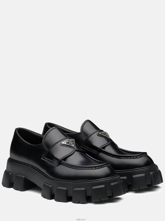 Monolith Brushed Leather Loafers Black - PRADA - BALAAN 2