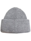 Face Patch Ribbed Wool Beanie Grey - ACNE STUDIOS - BALAAN 5