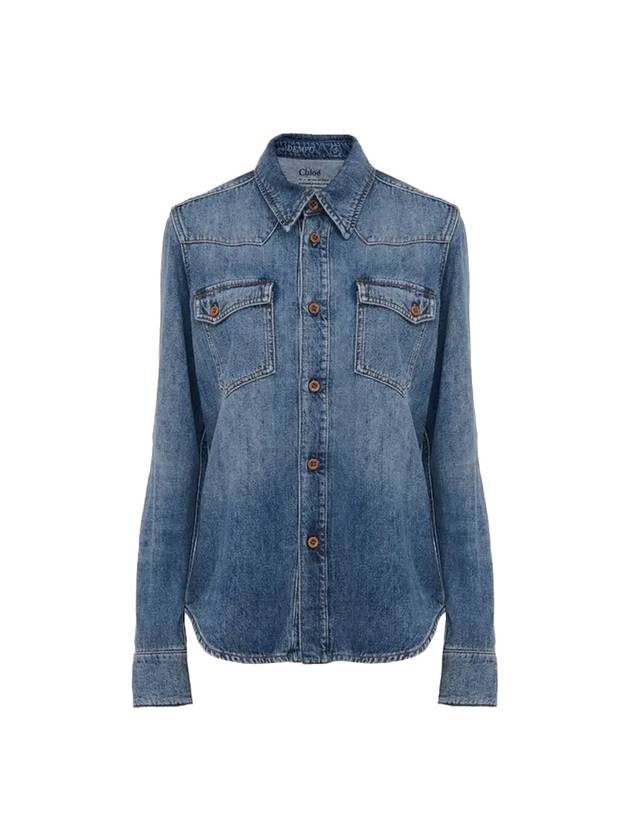 Women's Dempo Classic Denim Shirt Dusky Blue - CHLOE - BALAAN 1