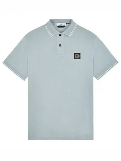 Stretch Cotton Pique Short Sleeve Polo Shirt Blue - STONE ISLAND - BALAAN 2