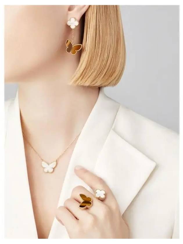 Lucky Alhambra Butterfly Pendant Necklace Yellow Gold Mother of Pearl - VANCLEEFARPELS - BALAAN 5