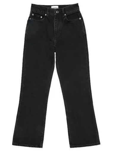 Flare Fit Cropped Jeans Black - GANNI - BALAAN 1