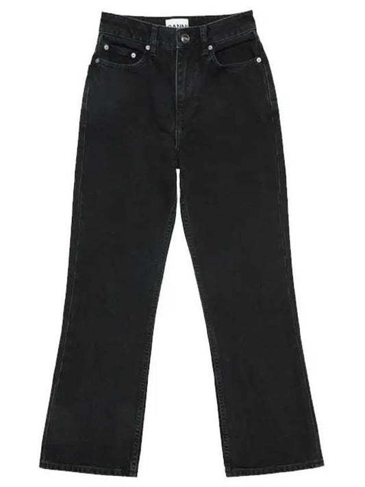 flare fit cropped jeans black - GANNI - BALAAN 1