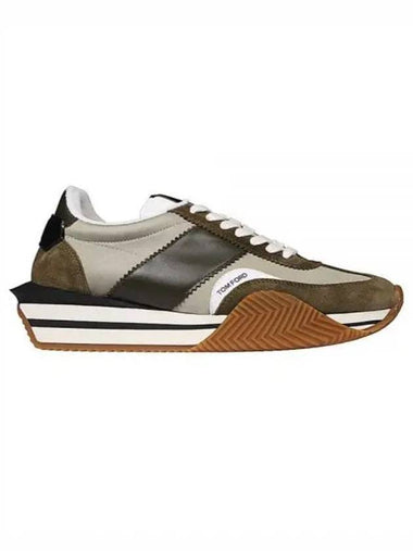 Logo James Panel Low Top Sneakers Khaki - TOM FORD - BALAAN 1