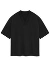 Fear of God Essential V neck T shirt Jet Black - FEAR OF GOD ESSENTIALS - BALAAN 1