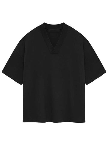 Fear of God Essential V neck T shirt Jet Black - FEAR OF GOD ESSENTIALS - BALAAN 1