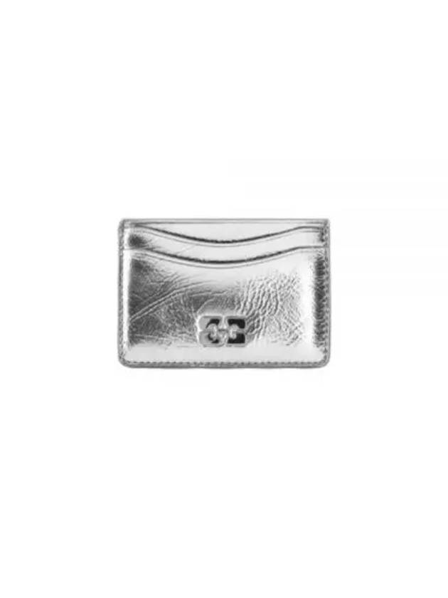 Bou Metallic Card Wallet Silver - GANNI - BALAAN 2