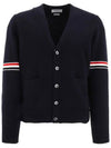 Milano Stitch Sprite Armband Cotton V-neck Cardigan Navy - THOM BROWNE - BALAAN 2