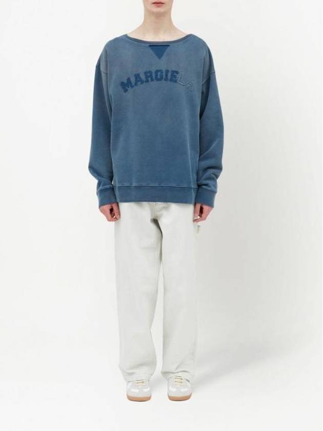 Oversized Fit Logo Sweatshirt Blue - MAISON MARGIELA - BALAAN 7