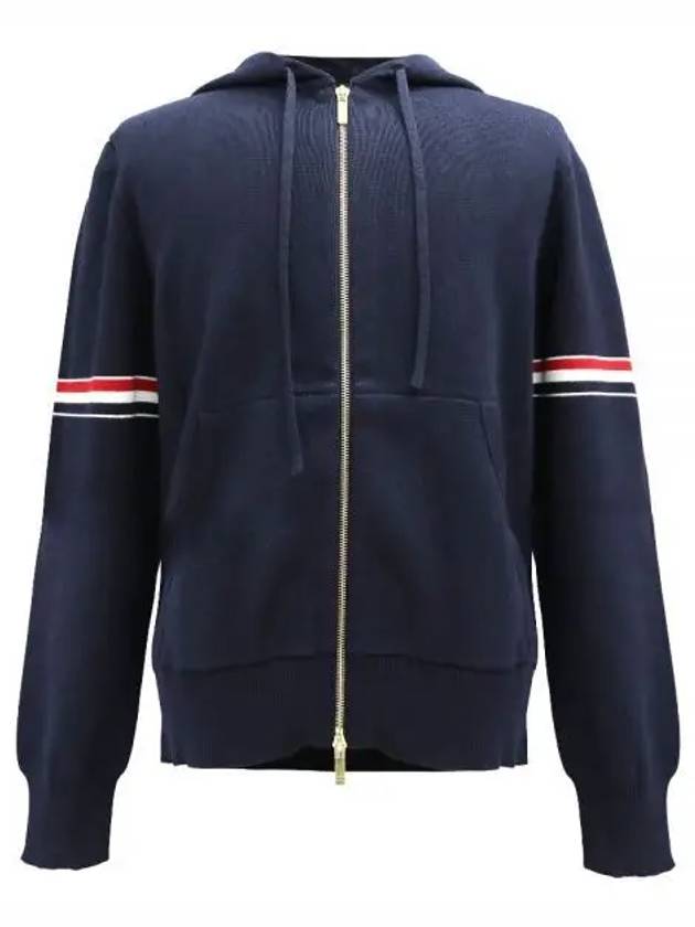 Cotton Milano Armband Zip Up Hoodie Navy - THOM BROWNE - BALAAN 2