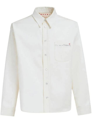 Embroidered Logo Button-up Long Sleeve Shirt White - MARNI - BALAAN 1