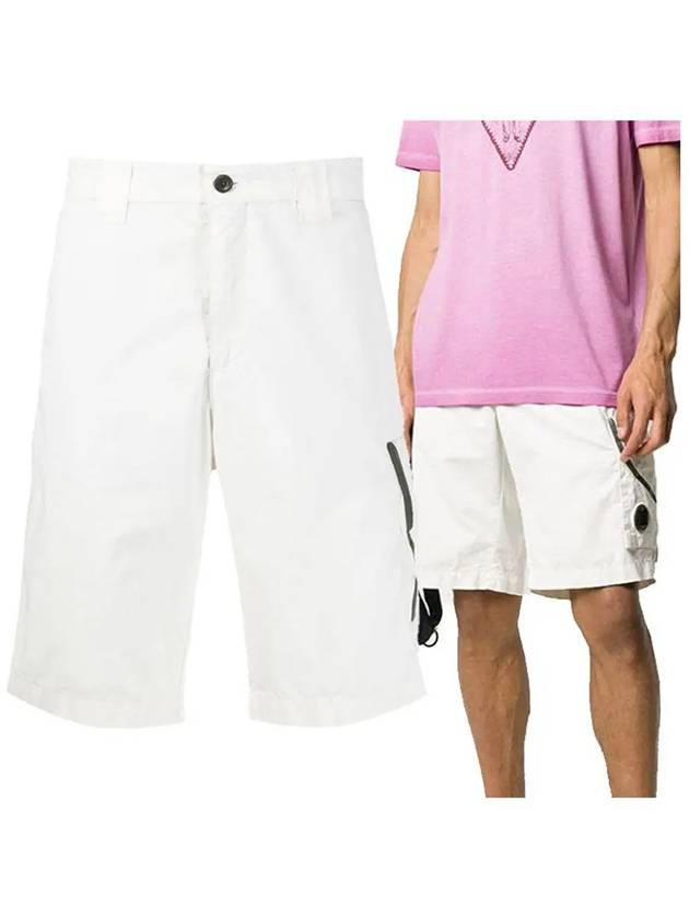 Lens Wappen Cargo Bermuda Shorts White - CP COMPANY - BALAAN 3