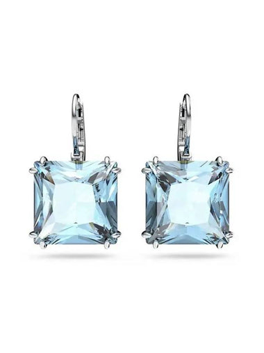 Millenia Square Cut Crystal Drop Earrings Silver Blue - SWAROVSKI - BALAAN 1