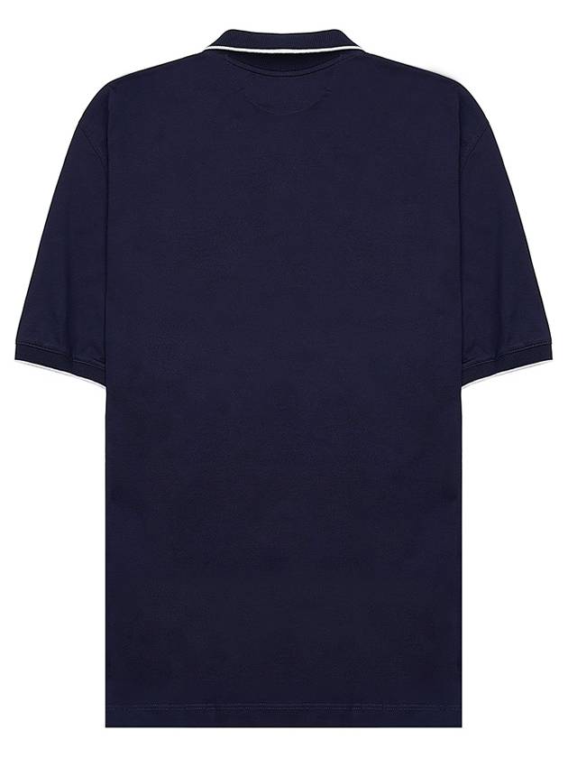 Logo Embroidered Cotton Short Sleeve Polo Shirt Black - BRUNELLO CUCINELLI - BALAAN 3