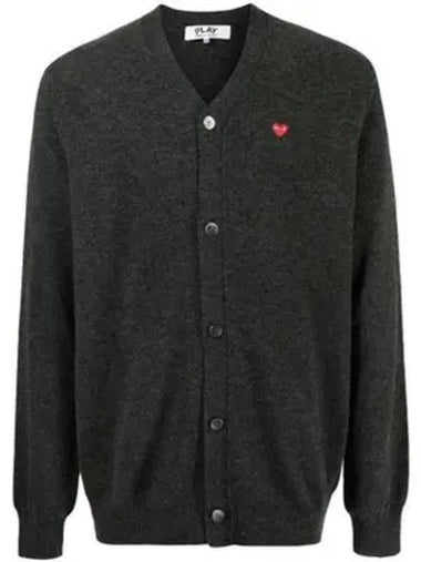 Mini Heart Wappen Wool Cardigan Dark Grey - COMME DES GARCONS - BALAAN 1