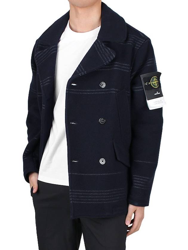 Wappen Patch Wool Blend Double Breasted Jacket Navy - STONE ISLAND - BALAAN 4