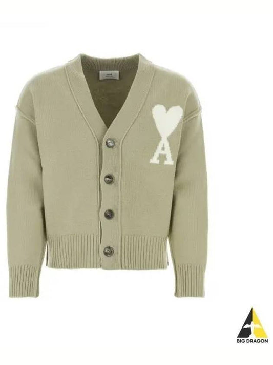 De Coeur Logo Wool Cardigan Green - AMI - BALAAN 2