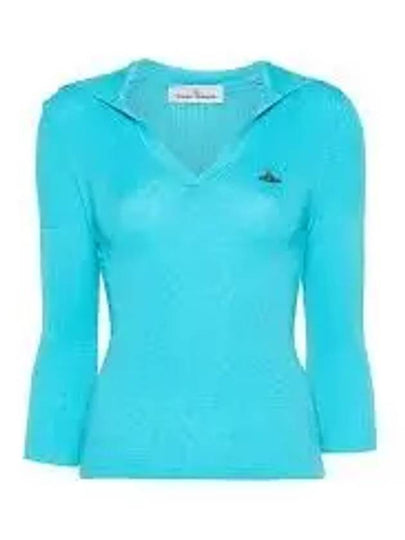 ORB Polo Cashmere Knit Top Blue - VIVIENNE WESTWOOD - BALAAN 2