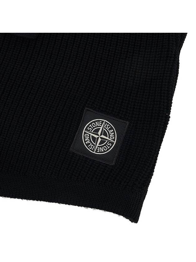 Logo Patch Wool Balaclava Black - STONE ISLAND - BALAAN 7