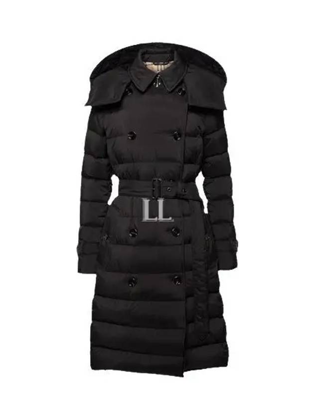 Double Breasted Hooded Belted Down Padding Black - BURBERRY - BALAAN 2