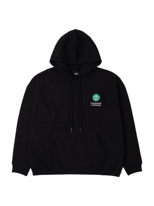 Men's Embroidery Logo Hoodie Black - STOCKHOLM SYNDROME - BALAAN 1