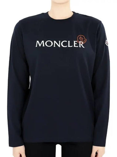 Kids lettering logo printing long sleeve navy 8D00004 89AFV 778 12 14A adult wearable - MONCLER - BALAAN 1