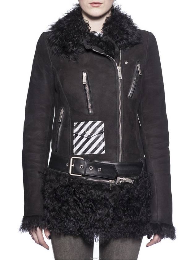 Women's leather jacket OWEA002F150310781001 - OFF WHITE - BALAAN 9