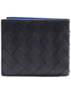 Intrecciato Two-Tone Half Wallet Black Blue - BOTTEGA VENETA - BALAAN 5