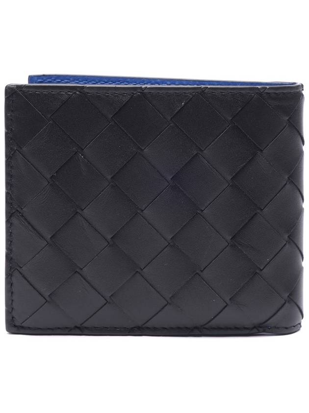 Intrecciato Two-Tone Half Wallet Black Blue - BOTTEGA VENETA - BALAAN 5