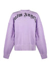 Men's Curved Logo Sweatshirt Purple - PALM ANGELS - BALAAN 1