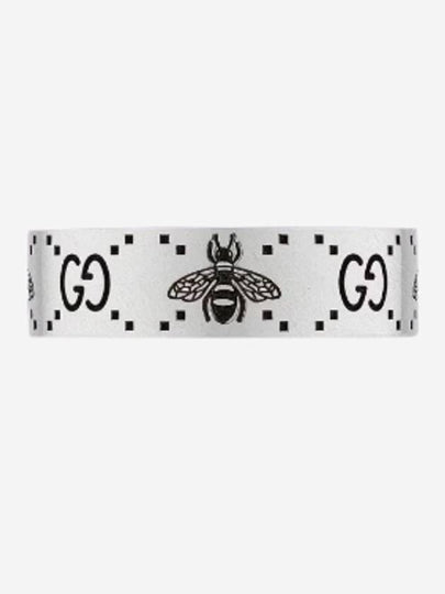 GG Logo Bee Engraving Wide Ring Silver - GUCCI - BALAAN 2