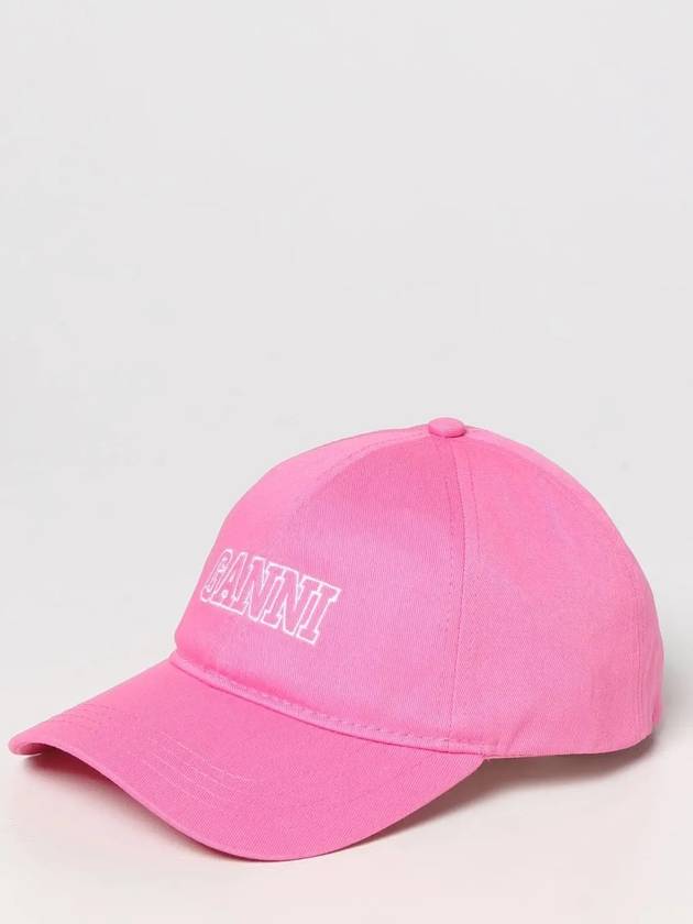 Software Heavy Embroidered Logo Cotton Ball Cap Pink - GANNI - BALAAN 4