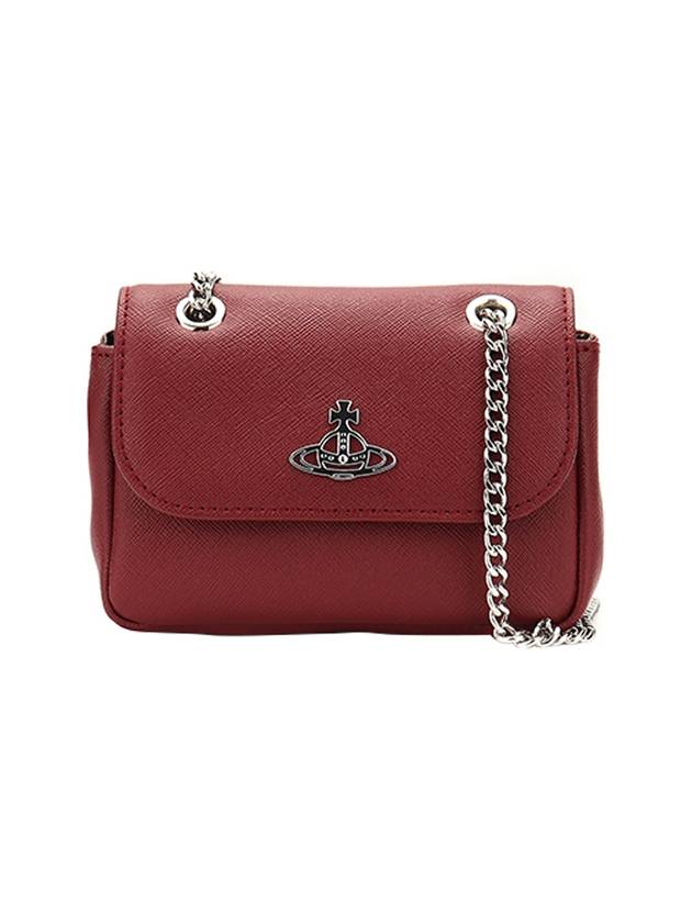 ORB Logo Calfskin Small Cross Bag Burgundy - VIVIENNE WESTWOOD - BALAAN 1