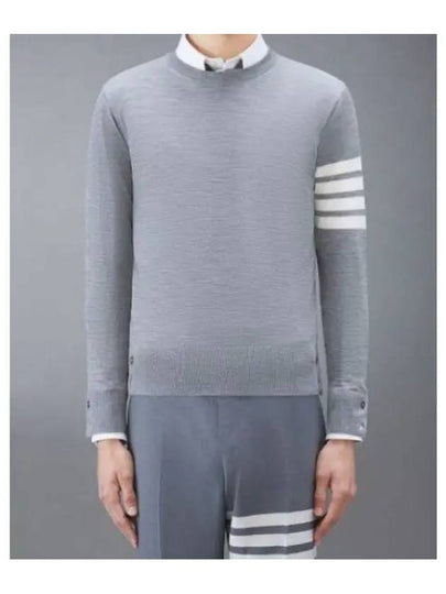 4 Bar Armband Classic Merino Wool Knit Top Light Grey - THOM BROWNE - BALAAN 2