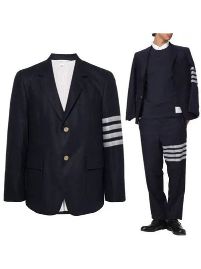 4 Bar Stripe Single Breasted Wool Jacket Navy - THOM BROWNE - BALAAN 2