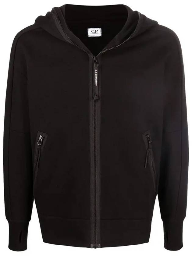 Goggles Detail Fleece Zip-Up Hoodie Black - CP COMPANY - BALAAN 3