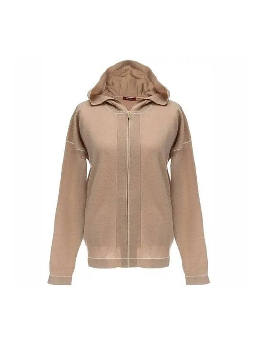 Women's Pluto Wool Cashmere Zip Up Hoodie Beige - MAX MARA - BALAAN 1