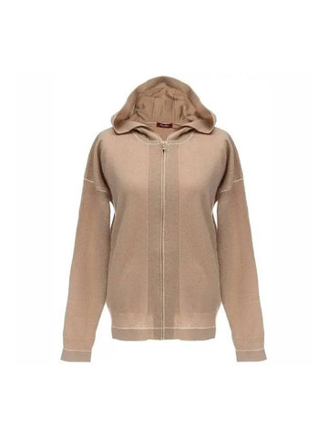 Women's Pluto Wool Cashmere Zip Up Hoodie Beige - MAX MARA - BALAAN 1