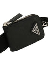 triangle logo leather shoulder bag black - PRADA - BALAAN 8