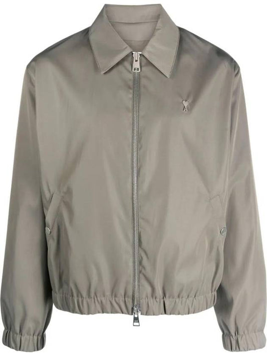 De Coeur Logo Zip-up Jacket Taupe - AMI - BALAAN 1