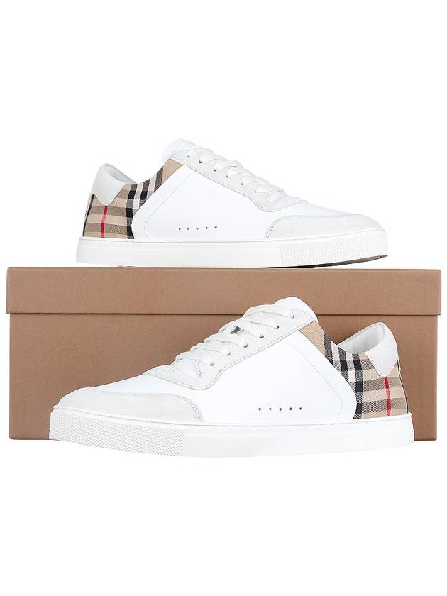 Check Leather Suede Sneakers Natural White Archive Beige - BURBERRY - BALAAN 11