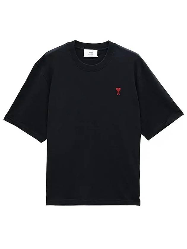 Small Heart Logo Short Sleeve T-Shirt Black - AMI - BALAAN 2