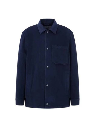 Men s Soft Cash Wool Shirt Jacket Navy - EMPORIO ARMANI - BALAAN 1