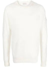 Men's Ribbed Wool Cashmere Blend Knit Top White - MONCLER - BALAAN 1