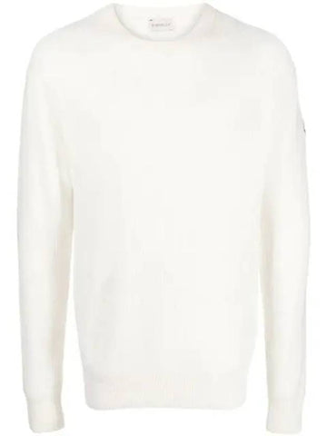 Men's Ribbed Wool Cashmere Blend Knit Top White - MONCLER - BALAAN 1