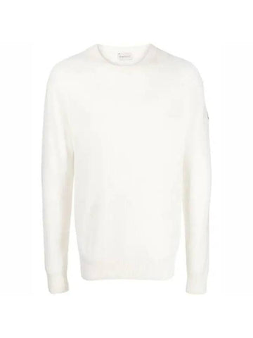 Men's Logo Patch Wool Cashmere Knit White - MONCLER - BALAAN 1