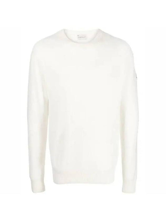 Men's Logo Patch Wool Cashmere Knit White - MONCLER - BALAAN 1