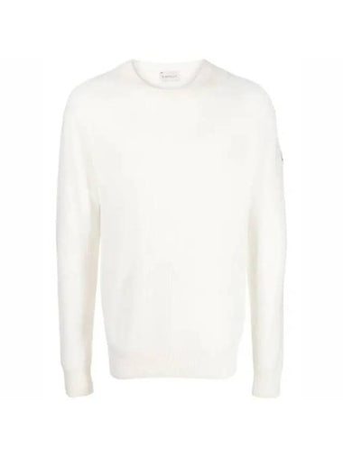 Men's Ribbed Wool Cashmere Blend Knit Top White - MONCLER - BALAAN 1